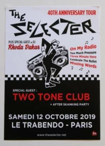 Rare flyer Ska THE SELECTER Paris Trabendo 12/10/2019 * Not a Ticket - Picture 1 of 1