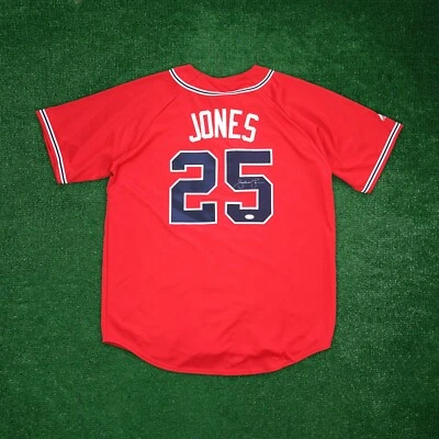 Andruw Jones signed Atlanta Braves Majestic Alternate Red Jersey JSA - Image 1 of 4