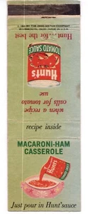 c1950s~Hunt’s Tomato Sauce~Macaroni Ham Casserole~MCM~Vintage Matchbook Cover - Bild 1 von 3