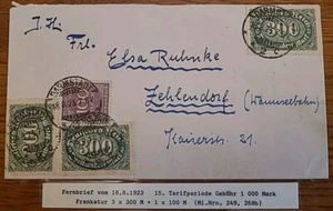 Brief Darmstadt 1923 Zehlendorf Infla Inflation Deutsches Reich (0924 - Bild 1 von 2