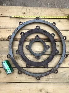 3 CLOW VEGA Eisen Industrie Bergungsringe, Rost Patina OSKALOOSA COSHOCTON - Bild 1 von 12