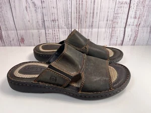 Born Jared Becken Herren Gr. 8 M Grau Leder Pantoletten Komfort Sandalen Schuhe Slipper - Bild 1 von 5