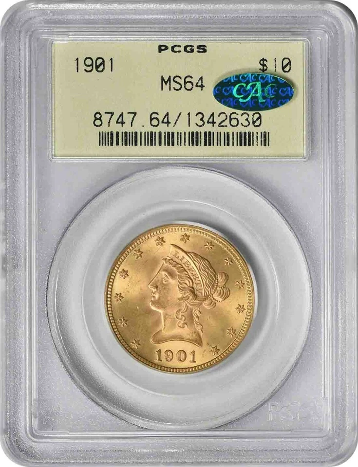 1901 $10 Gold Liberty Head MS64 PCGS OGH (CAC) - Image 1 of 4