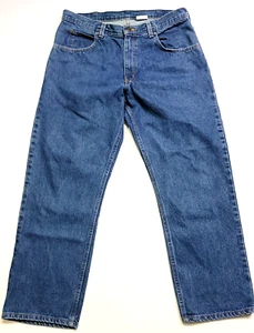 Vintage Key Imperial Blue Denim Workwear Dark Straight Leg Jeans Mens 34x30 - Picture 1 of 10