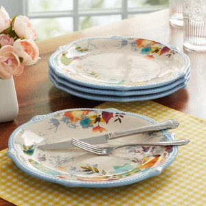 Stylish Stoneware Dinner Plates Kitchen Dishwasher & Microwave Safe 4-Piece - Picture 1 of 12