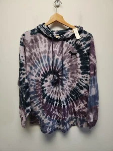 Victoria’s Secret Pink Large XS Pullover Hoodie Lila Batik Hund Logo Neu - Bild 1 von 9