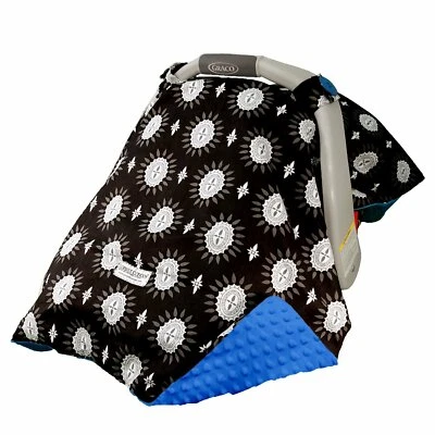 Cubierta de dosel Carseat - Minky negro blanco y azul Foto 1 de 4