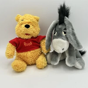 Disney Parks Disneyland Pooh & Eeyore Plush Pair 8.5” VTG Rare Collectibles - Picture 1 of 15