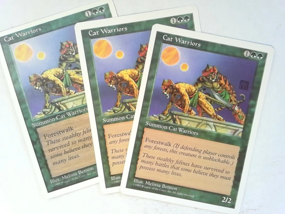 3x Cat Warriors	 Chronicles White Border - Magic the Gathering Mtg green - Image 1 of 1