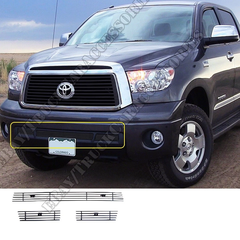 PARA TOYOTA TUNDRA 2010 11 12 2013 NEGRO Billet parrilla parachoques inserción 3 piezas atornillado Foto 1 de 1
