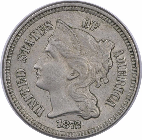 1872 Three Cent Nickel AU Slider Uncertified #310 Cover
