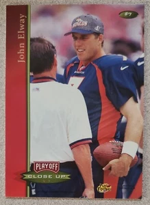 1997 Playoff Zone Close Up John Elway #7 Denver Broncos - Foto 1 di 2