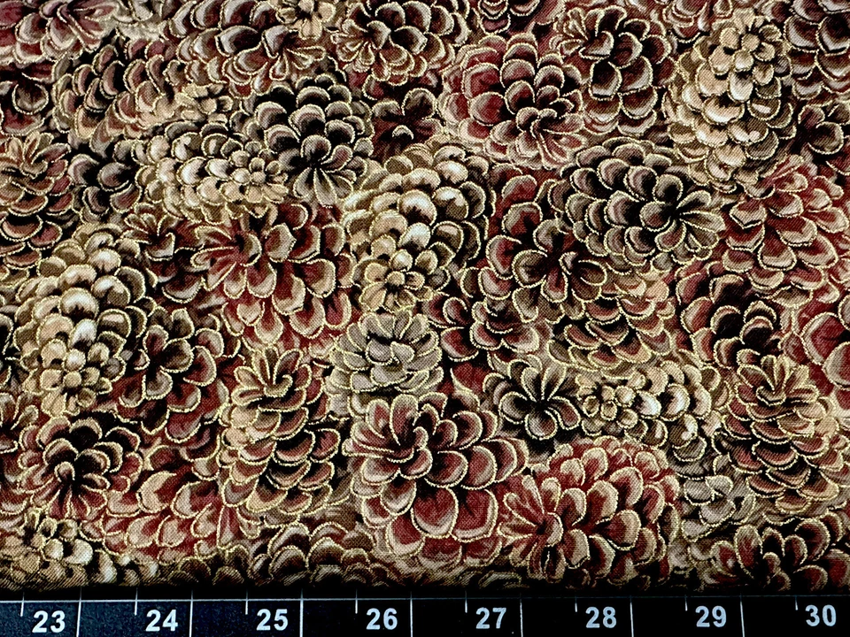 Tina Chatarra 9"x21" Navidad Metálica Oro Piña Pino Invierno Tela Algodón Foto 1 de 1