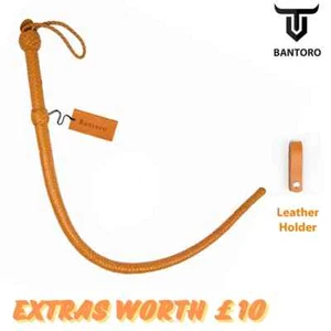 Brown 8-Plait Single Tail Whip – 3ft (0.9m) Braided Leather Horse Riding Crop - Imagen 1 de 7