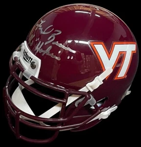 FRANK BEAMER SIGNED VIRGINIA TECH HOKIES MINI HELMET BECKETT WITNESS COA - Picture 1 of 3