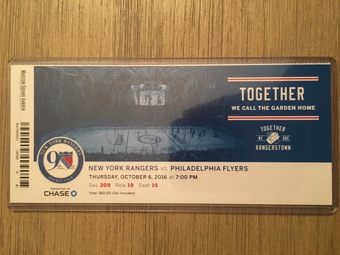 2016-17 New York Rangers NHL Official Mint Ticket Stubs - pick any game! Cover