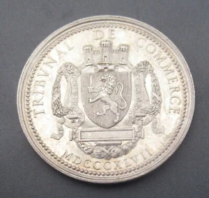 FRANCE-1847 -SEATED JUSTICE -REARING LION- RARE -SUPERB SILVER JETON - Picture 1 of 2