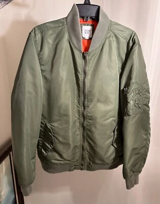 Gap Classic Vintage-Style Bomber Flight Jacket Olive Green Men's LARGE  used - Image 1 of 4
