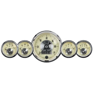 Auto Meter Prestige Antique Ivory 5 Gauge Kit (electric w/ wheel odometer) 2002 - Picture 1 of 1