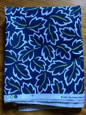 ROBERT ALLEN FABRIC  🌿  LEAVES  🌿  BLUE GREEN WHITE 2 Yards x 44” w - Image 1 of 4