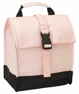 Bolso de almuerzo aislado con cierre de hebilla 15,75""H x 8,5""W x 6""D; rosa y negro - Imagen 1 de 4