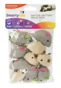 10- Pack Mice Critters with CATNIP  Cat Kitten Mouse Interactive Chase Toys - Picture 1 of 7