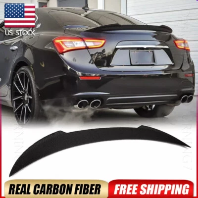 Alerón labial trasero de fibra de carbono real para Maserati Ghibli sedán 2014-24 Foto 1 de 4