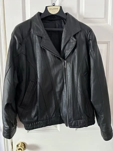 Wilsons Leather Thinsulate Motorcycle Biker Jacket Western Rocker Black Womens L - Picture 1 of 15