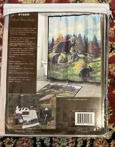 NEW BLACK BEAR LODGE Shower Curtain 70 by 72 Avanti Rustic Cabin Bear Cubs NIP - Picture 1 of 2