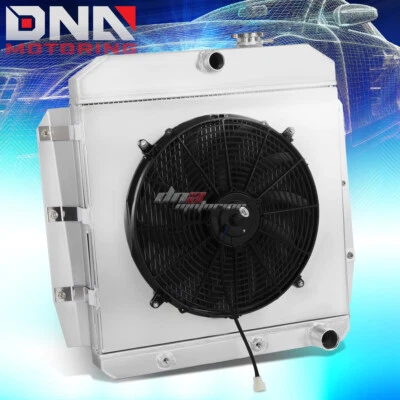 FOR 1955-1959 GM 100/150 TRUCK L6/V8 3-ROW COOLING ALUMINUM RADIATOR+FAN SHROUD - Image 1 of 4