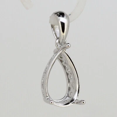 Sterling Silver Semi Mount Pendant Setting Pear PE 12x8mm W/ Filigree - Image 1 of 4