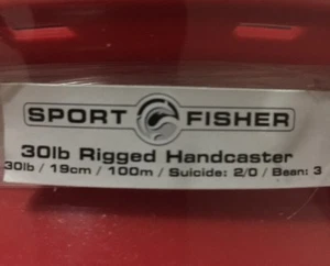 BNWT SPORT FISHER RIGGED HANDCASTER FISHING 🎣LINE WITH RED REEL 100 METRES - Picture 1 of 4