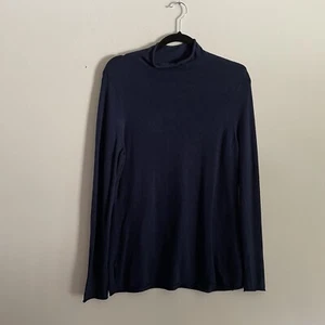 Chicos Women SZ 0/XS Navy Blue Mock Neck Long Sleeve Tunic Lightweight Sweater - Picture 1 of 10
