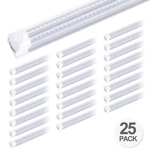 25Pack 72W 8FT Led Tube Light T8 Integrated V-Shaped 8' Led Shop Light Fixture - Picture 1 of 12