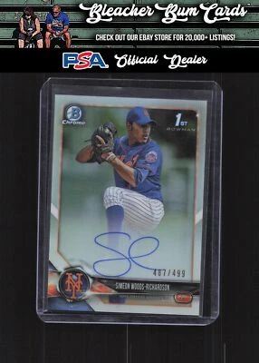 2018 Bowman Draft CDA-SWR Simeon Woods-Richardson Chrome Refractor Auto #/499 - Image 1 of 2