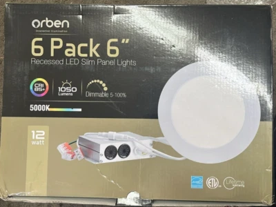 6 Pack 6 Inch 5CCT Recessed Ceiling Dimmable LED Panel Light with Junction Box - Image 1 of 4