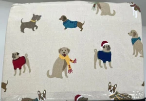 Cuddl Duds Heavy Cotton Flannel Full Size Sheets Holiday Dogs 4 Pieces Set - Picture 1 of 5