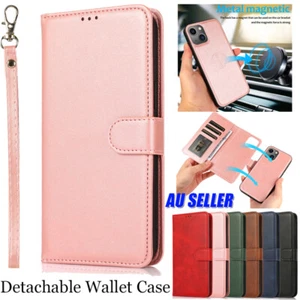 For iPhone 16 15 14 13 12 11 7 8 Case Wallet Detachable 2IN1 Leather Flip Cover - Picture 1 of 65