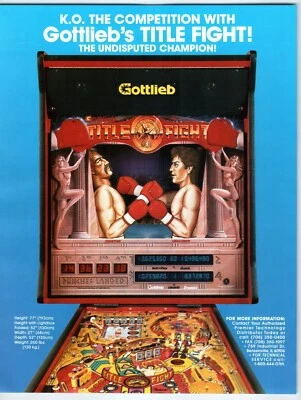 Title Fight Boxing Pinball Machine FLYER Original 8.5" x 11" Two Sided 1990 - Image 1 of 2