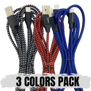 3 Pack 10Ft Braided Fast Charging Cable Cord For iPhone 14 13 12 Pro 11 8 7 iPad - Picture 1 of 8