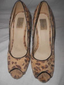 Vintage? Bolaro Summer Rio Womans Hi-Heel Shoes Faux Leopard Print Open Toe 7? - Picture 1 of 6