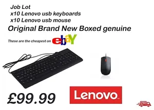 Job Lot x10 lenovo usb keyboards + x10 Mouse Original Brand New Boxed genuine - Picture 1 of 1