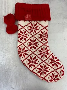 Wondershop rot-weiß Fair Isle Strick Weihnachtsstrumpf mit Bommeln - Bild 1 von 1