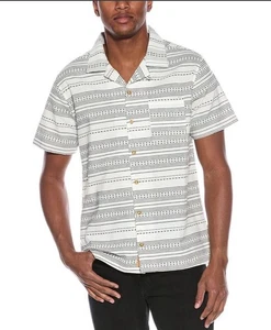Sovereign Code Men Tour Woven Shirt Sort Sleeve Button Up White Black Stripes S - Picture 1 of 9