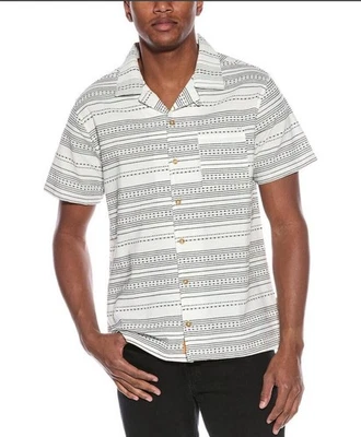 Sovereign Code Men Tour Woven Shirt Sort Sleeve Button Up White Black Stripes S - Image 1 of 4