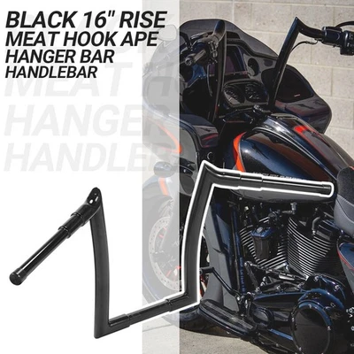 Gancho de carne de 16" Ape Hanger manillar de barra de 1,5" para Harley Road Glide 2015-23 negro Foto 1 de 4