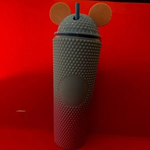 Bicchiere Disney Minnie Mouse 20 oz blu e rosa con coperchio e cannuccia testurizzato nuovo! - Foto 1 di 6
