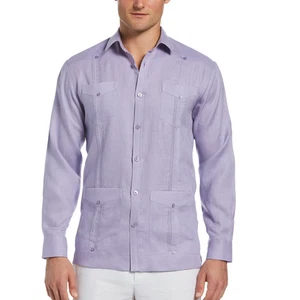 Cubavera Mens Lilac Guayabera Shirt 4 Front Pockets Long Sleeve Size 3XLT NWT - Picture 1 of 11