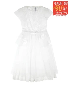 Vestido SIMONETTA Niños Encaje y Tul Línea A Talla 12Y 152CM Blanco Forrado PVP€215 - Imagen 1 de 2