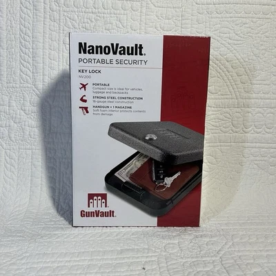 Caja de bloqueo de acero portátil GunVault NanoVault NV200 con cerradura de llave y cable TSA Foto 1 de 4